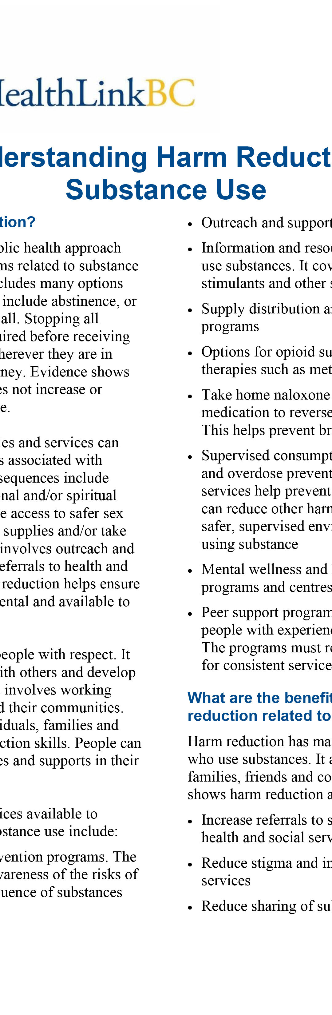 Understanding Harm Reduction: Substance Use